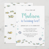 Kute onder Zee Vissengeboorte-uitnodiging Kaart (Voorkant / Achterkant)