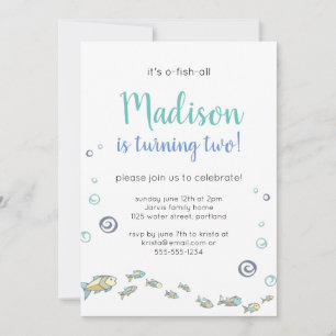 Kute onder Zee Vissengeboorte-uitnodiging Kaart