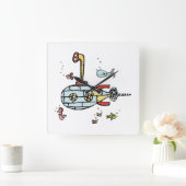 Kute onderzeeër Nauzé onder water Vierkante Klok (Huis)