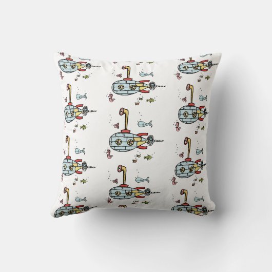 Kute onderzeeër onder waterkussen kussen (Achterkant)