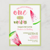 Kute One in een Melon 1st Birthday Pink Green Briefkaart (Voorkant)