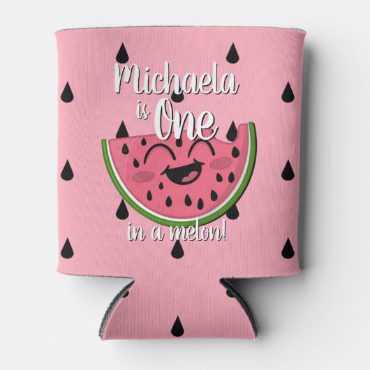 Kute One in een Melon Watermelon Girl First Birthd Blikjeskoeler (Voorkant)