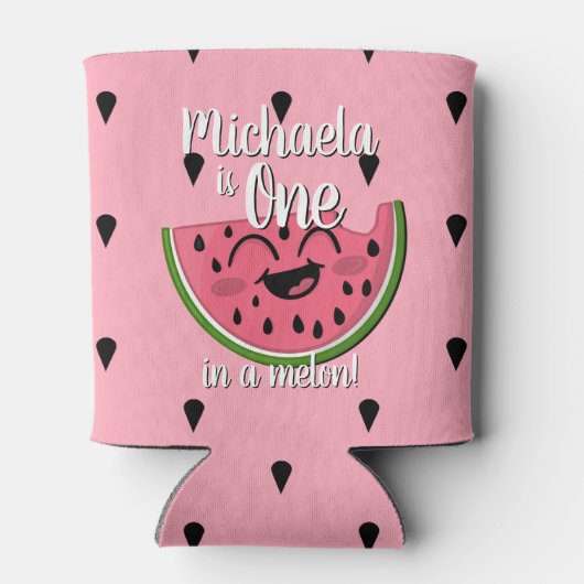 Kute One in een Melon Watermelon Girl First Birthd Blikjeskoeler (Achterkant)