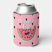 Kute One in een Melon Watermelon Girl First Birthd Blikjeskoeler (Blikje Achterkant)