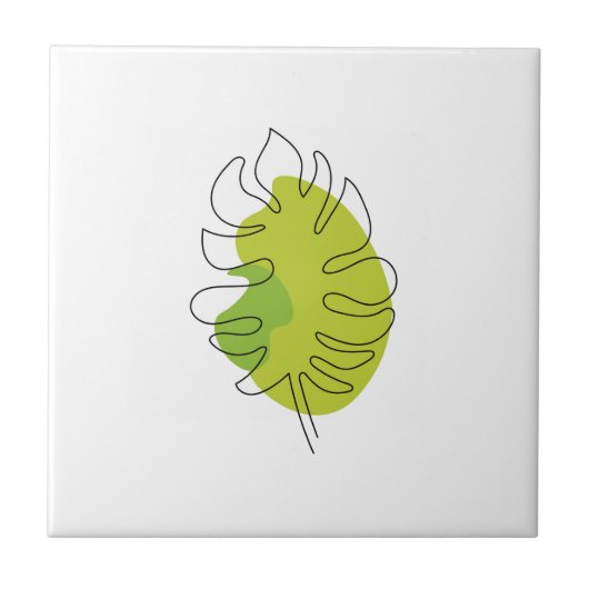 Kute one line art tropical geïsoleerd foliage dran tegeltje (Voorkant)