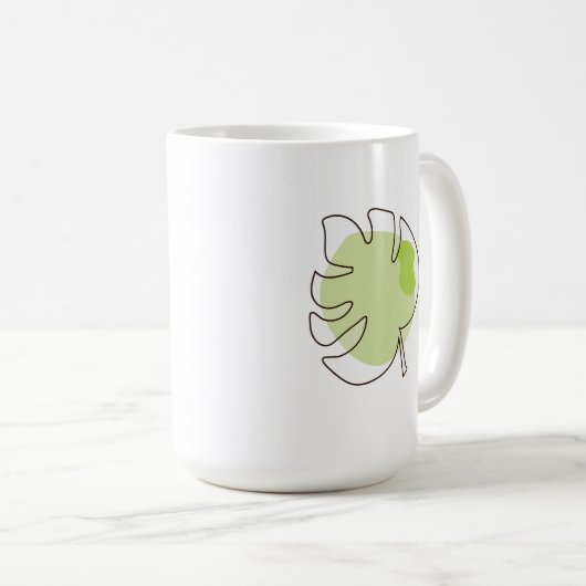 Kute one line art tropical geïsoleerd foliage gree koffiemok (Voorkant rechts)