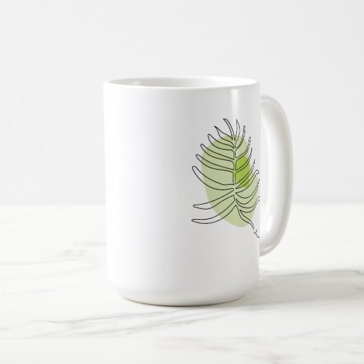 Kute one line art tropical geïsoleerd foliage gree koffiemok (Voorkant rechts)
