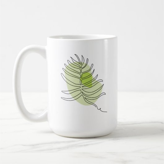 Kute one line art tropical geïsoleerd foliage gree koffiemok (Links)