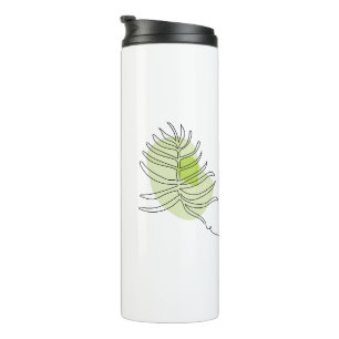 Kute one line art tropical geïsoleerd foliage gree thermosbeker