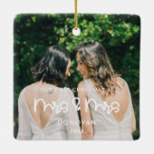Kute ons eerste kerstfeest als Mrs & Mrs. foto Keramisch Ornament (Achterkant)
