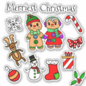 Kute ontbijtkoek en andere kerstdagen sticker (Voorkant)