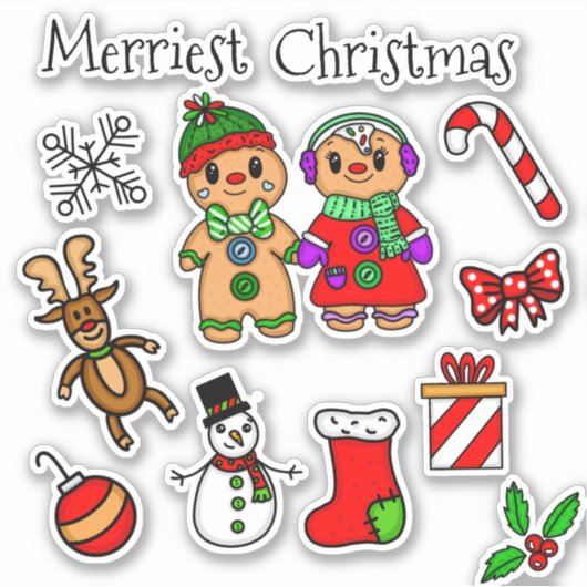 Kute ontbijtkoek en andere kerstdagen sticker (Voorkant)