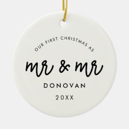Kute onze eerste Kerstmis als Mr & Mr trouwfoto. Keramisch Ornament