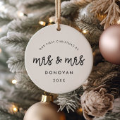 Kute onze eerste Kerstmis als Mrs. en Mrs. foto Keramisch Ornament