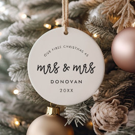 Kute onze eerste Kerstmis als Mrs. en Mrs. foto Keramisch Ornament