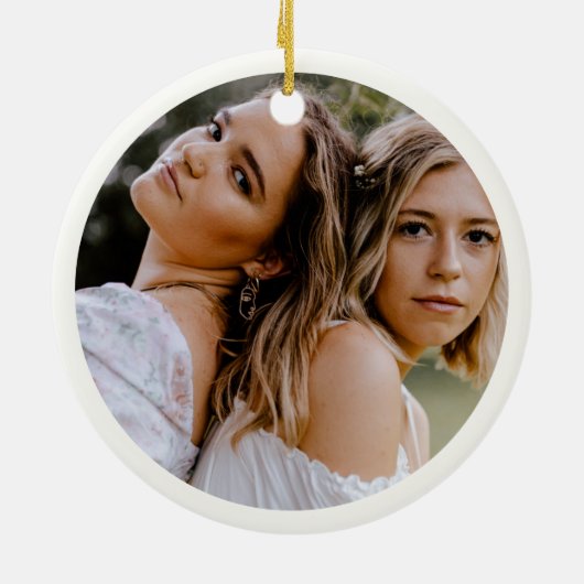 Kute onze eerste Kerstmis als Mrs. en Mrs. foto Keramisch Ornament (Achterkant)