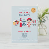 Kute op 4 juli van het poolfeest kaart (Staand voorkant)