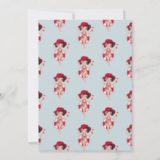 Kute op 4 juli van het poolfeest kaart (Achterkant)