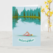 Kute Open Water Swimming Natuur Moederdag Kaart (Gele Bloem)