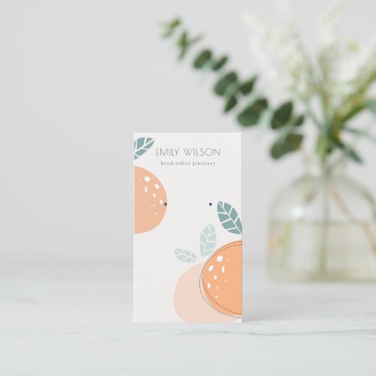 Kute Oranje Abstracte fruitvloerbedekking Visitekaartje (Staand voorkant)