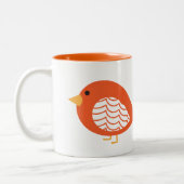 Kute oranje biefvogels Two-Tone koffiemok Tweekleurige Koffiemok (Links)