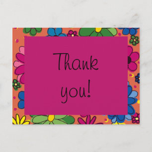 Kute Oranje en Colorful Floral Birthday Hartelijk  Briefkaart