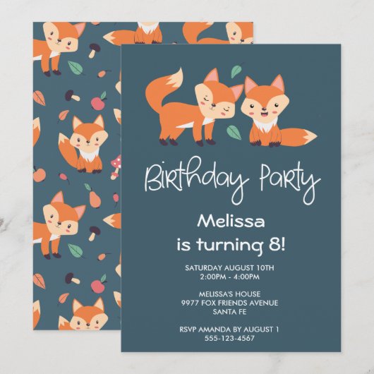 Kute Oranje Foxes Birthday (Voorkant / Achterkant)