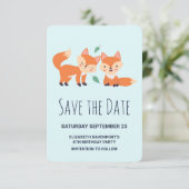 Kute Oranje Foxes Birthday Save The Date (Staand voorkant)