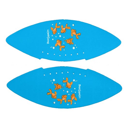 Kute oranje goudvis op blauwe cartoon illustratie american football (Panelen)