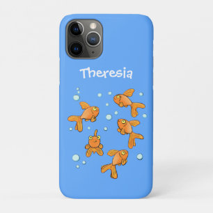 Kute oranje goudvis op blauwe cartoon illustratie Case-Mate iPhone case