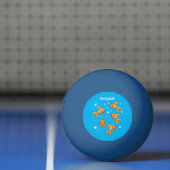 Kute oranje goudvis op blauwe cartoon illustratie pingpongbal (Net)