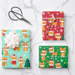 Kute Oranje kerstkaarten met kerstinslag Inpakpapier Vel