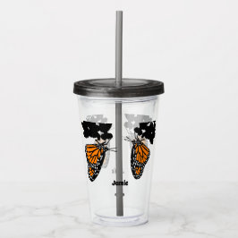Kute Oranje Monarch Butterfly Acryl Drinkbeker