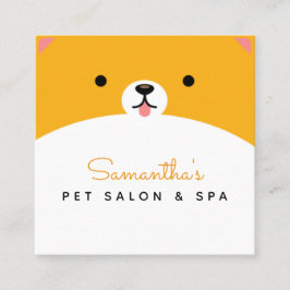 Kute Oranje Pet Face Animal Care Salon Spa Modern Vierkante Visitekaartje