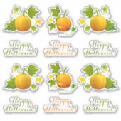 Kute Oranje pompoenen en Happy Halloween! Stickers (Voorkant)
