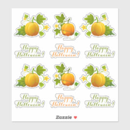 Kute Oranje pompoenen en Happy Halloween! Stickers