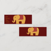 Kute Oranje ventilator Elephant op Red Mini Visitekaartje (Voorkant / Achterkant)