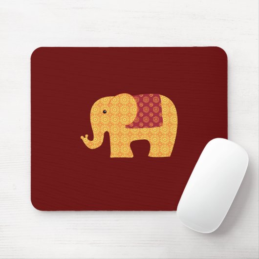 Kute Oranje ventilator Elephant op Red Muismat (Met muis)