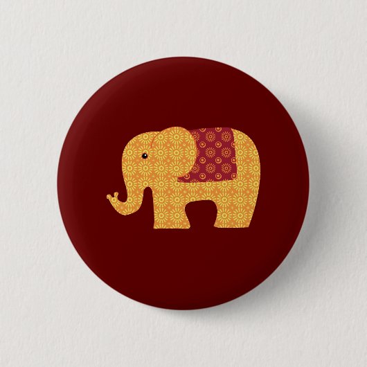 Kute Oranje ventilator Elephant op Red Ronde Button 5,7 Cm (Voorkant)