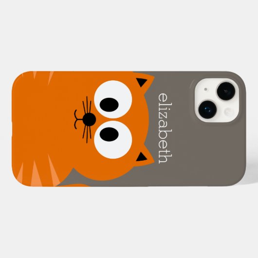 Kute Oranje vetkat met taap en naam Case-Mate iPhone Case (Achterkant (horizontaal))