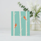 Kute Oranje vogels op vogelbomen Briefkaart (Staand voorkant)