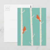 Kute Oranje vogels op vogelbomen Briefkaart (Voorkant / Achterkant)