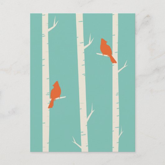 Kute Oranje vogels op vogelbomen Briefkaart (Voorkant)