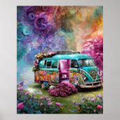 Kute oude roodbruine Combi met bloemen Poster van  (Voorkant)