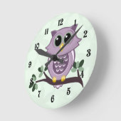 Kute Owl and Flowers Wall Clock Ronde Klok (Hoek)