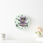 Kute Owl and Flowers Wall Clock Ronde Klok (Huis)