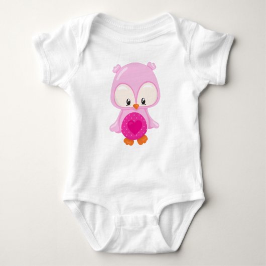 Kute Owl, Baby Owl, Owl in liefde, hart Romper (Voorkant)