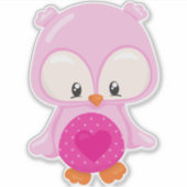 Kute Owl, Baby Owl, Owl in liefde, hart Sticker (Voorkant)
