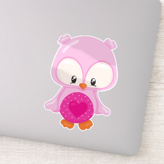 Kute Owl, Baby Owl, Owl in liefde, hart Sticker (Detail)