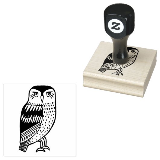 Kute Owl Bird Hand Drage CUSTOMIZE IT Rubberstempel (Gestempeld)